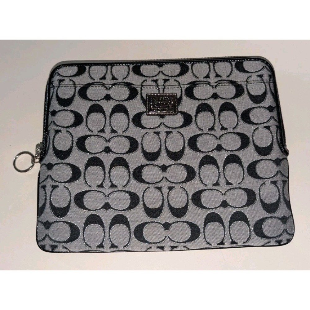 Coach Poppy Signature C Black Silver Moonlight 61366 Universal Sleeve EUC HTF